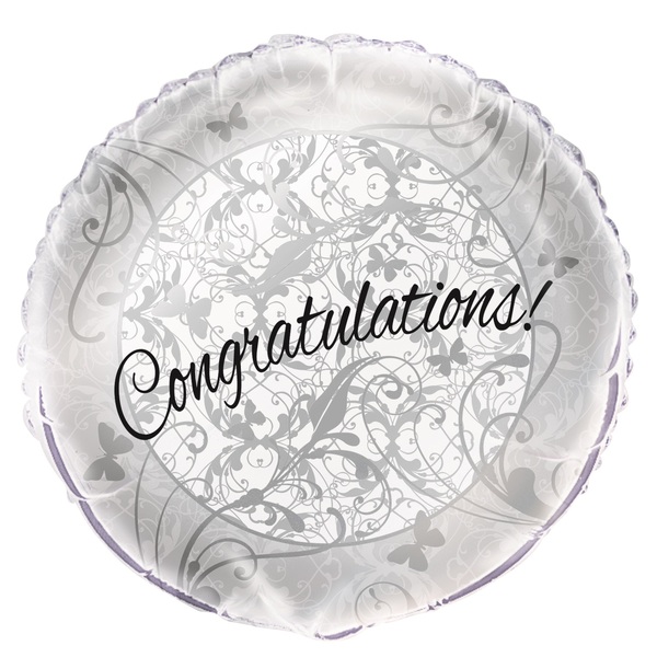 Silver Congratulations Foil Balloon Foil 18in Pk1 Unique