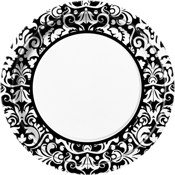 paper plates black and white