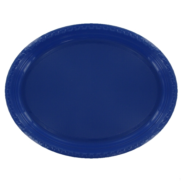 Large Blue Oval Plastic Plates Pk25 | Plastic Plates - Shindigs