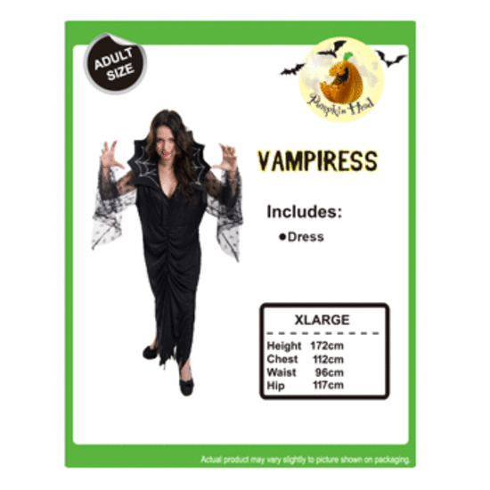 Adult Long Vampiress Gown XL Pk 1- Halloween - Buy Online