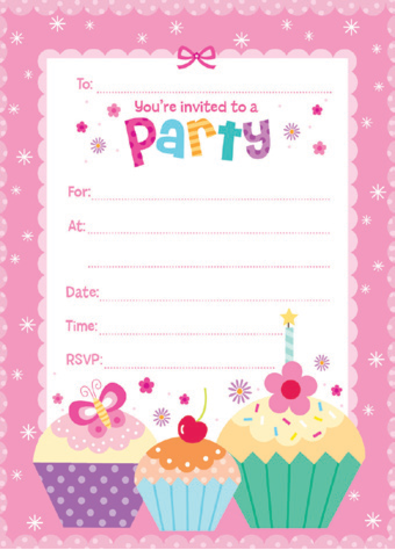 Cupcake Invitation Pad Pk 20 - Party Invitations - Shindigs.com.au