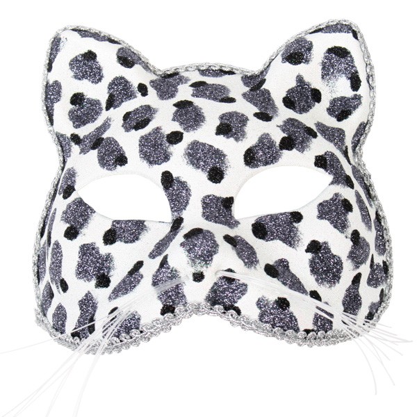 Glitter Snow Leopard Mask - Masquerade Masks - Shindigs.com.au