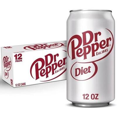 Dr Pepper Diet Soft Drink Can 355ml Pk 12