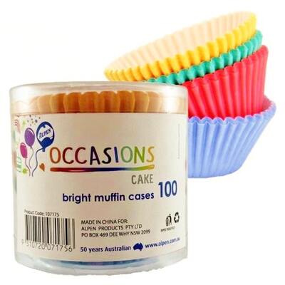 Bright Colours Paper Muffin Cases Pk 100