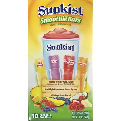 Sunkist Fruit Smoothie Freezer Pops Pk 10