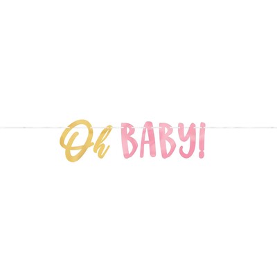 Pink & Gold Letter Oh Baby Banner Pk 1