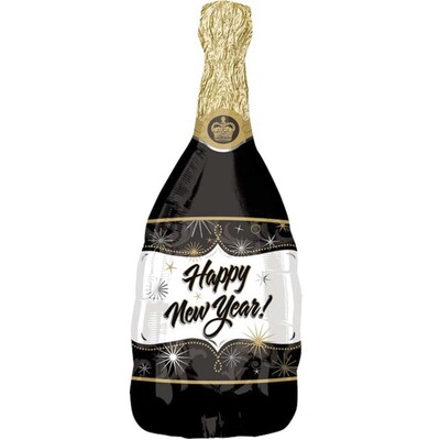 Happy New Year Champagne Bottle Foil Supershape Balloon