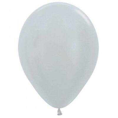 Pearl Satin Silver Latex Balloons (12in 30cm) Pk 100