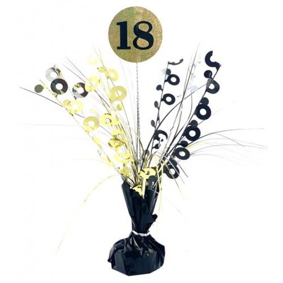 Black & Gold 18th Birthday Balloon Weight Centrepiece