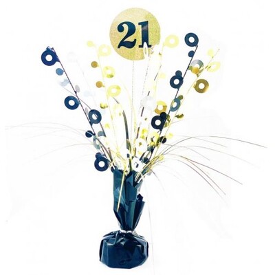 Black & Gold 21st Birthday Balloon Weight Centrepiece