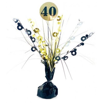 Black & Gold 40th Birthday Balloon Weight Centrepiece