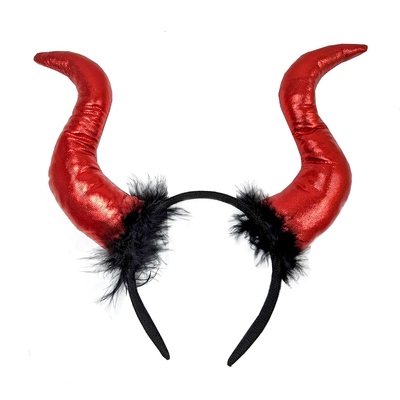 Metallic Red Devil Horns Headband Halloween