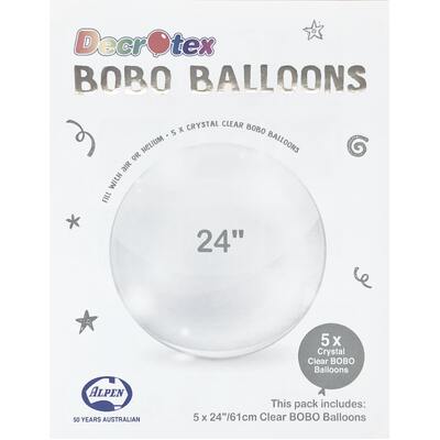 Clear 24in 61cm Bobo Bubble Balloons Pk 5