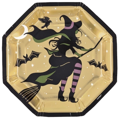 Celestial Halloween Octagon 8in Paper Plates Halloween Pk 8