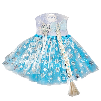 Child Blue Ice Snow Princess Elsa 3 Piece Costume Set