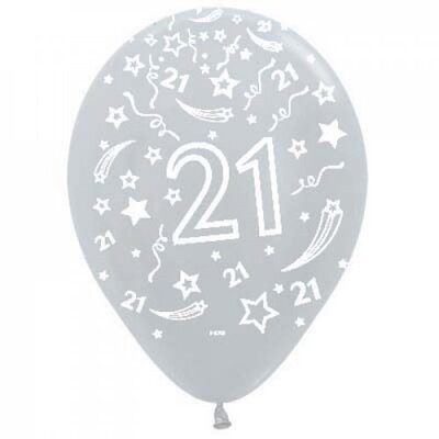 Pearl Silver All Over 21 Latex Balloons 30cm Pk 50