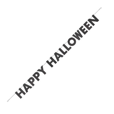 Happy Halloween Black Glitter Banner 2.74m