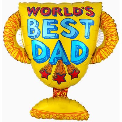 World's Best Dad Gold Trophy Supershape Foil Balloon