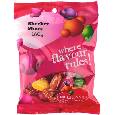 Sherbet Shots Lollies 160g 