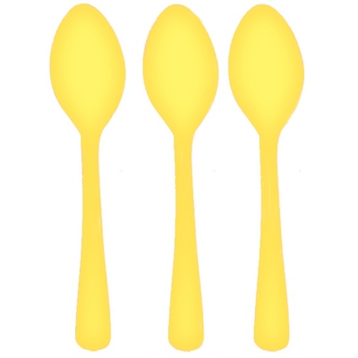 Reusable Yellow Plastic Spoons 16cm (Pk 20)
