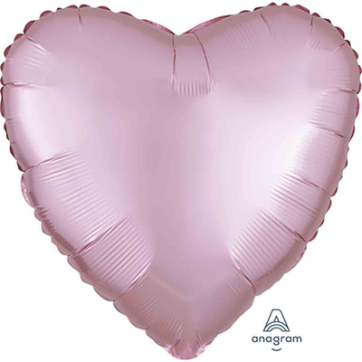 Pastel Pink 17in Satin Foil Heart Balloon Pk 1