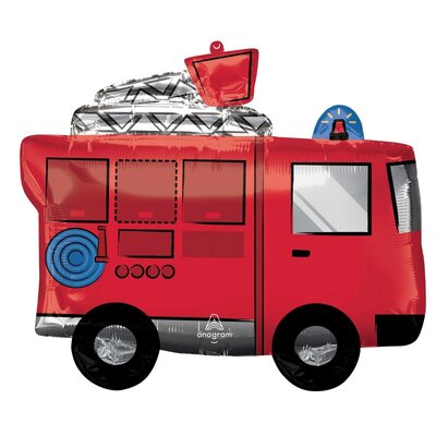 Foil Fire Engine Truck Supershape Balloon 66 x 55cm