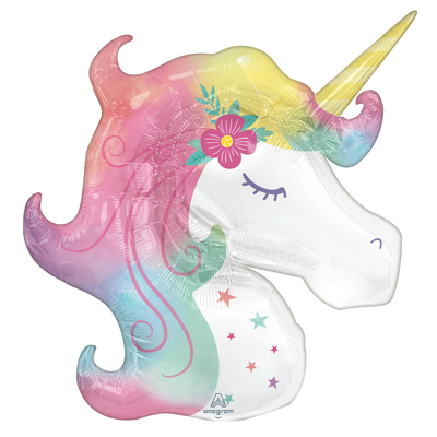 Pastel Enchanted Unicorn Head Foil Supershape Balloon (83x73cm)