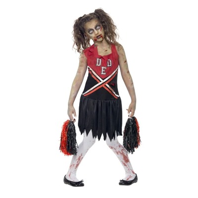 Child Red Zombie Cheerleader Halloween Costume Lge 10-12 Yrs