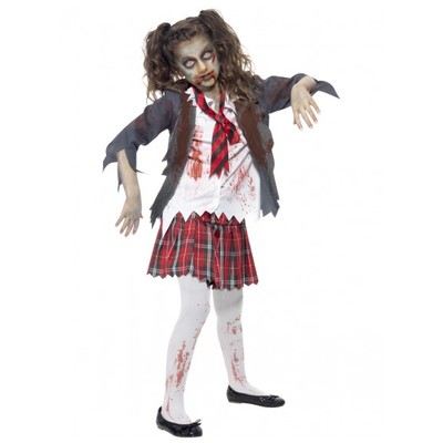 Halloween Zombie School Girl Child Costume (Medium, 7-9 Years) Pk 1
