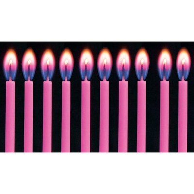 Pink Colour Flame Pink Candles with Holders Pk 10