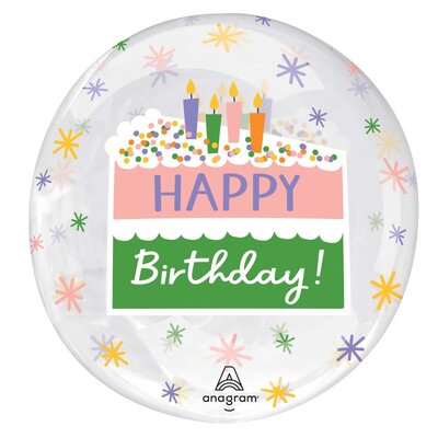 Clearz Happy Birthday Cake Slice Orbz Balloon 45cm