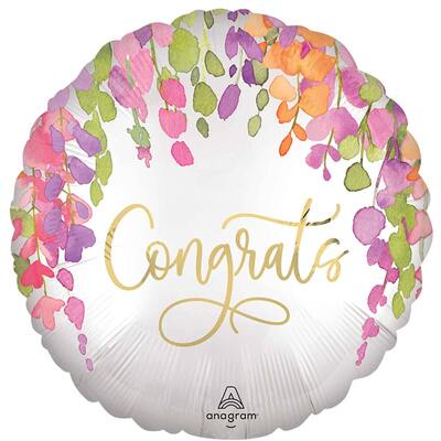 Floral Congrats Congratulations Foil Balloon 45cm