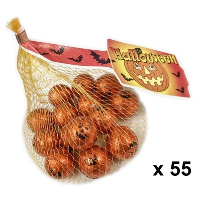 Halloween Foil Wrapped Chocolate Pumpkins 71gm Pk 55