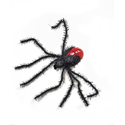 Black Redback Spider with Sequins Halloween Decoration