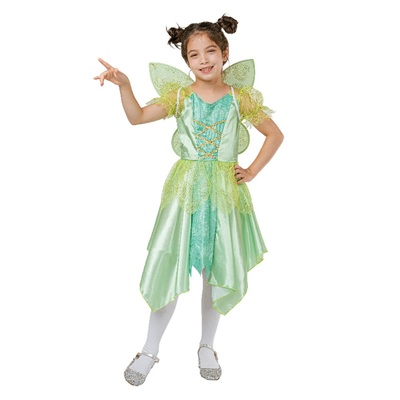 Child Green Dress & Wings Fairy Costume Medium 120-130cm