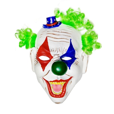 Grinning Clown Green Hair Halloween Face Mask