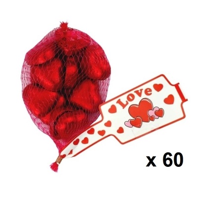 Red Foil Covered Chocolate Hearts 4.1kg (60 x 9 Pieces)