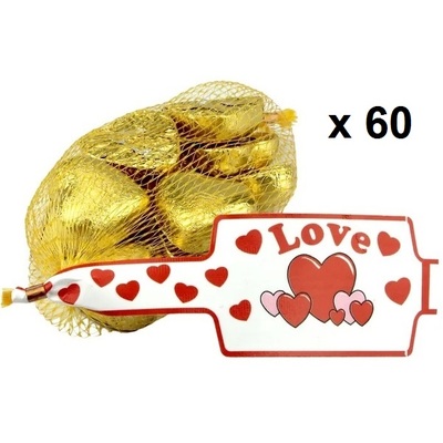 Gold Foil Covered Chocolate Hearts 4.1kg (60 x 9 Pieces)