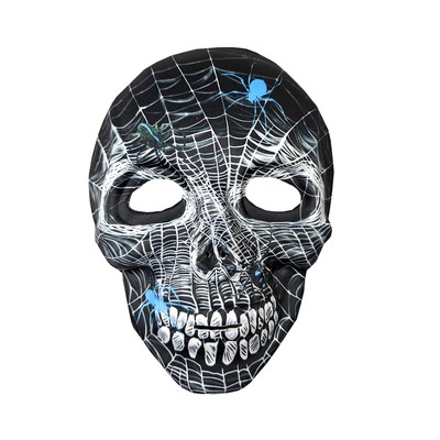 Skull Face Mask with Spiders & Web Halloween Costume