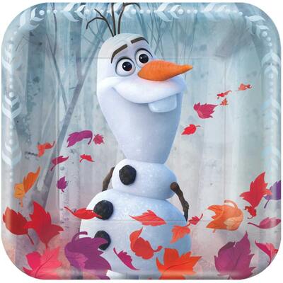 Square Frozen 2 Olaf Paper Plates 18cm Pk 8