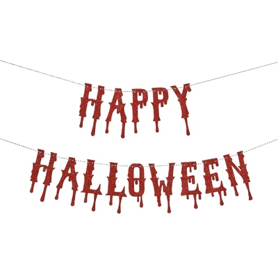 Happy Halloween Red Glitter Drip Banner 3m 2pc