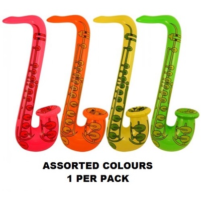 Inflatable Saxophone 74cm Assorted Colours Pk 1