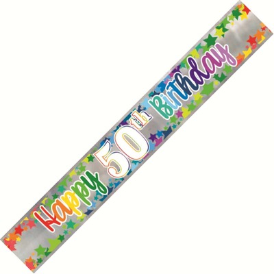 Metallic Bright Happy 50th Birthday Foil Banner