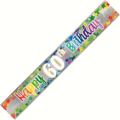 Metallic Bright Happy 60th Birthday Foil Banner