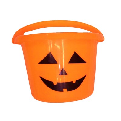 Halloween Orange Plastic Pumpkin Pail with Handle (13cm) Pk 1