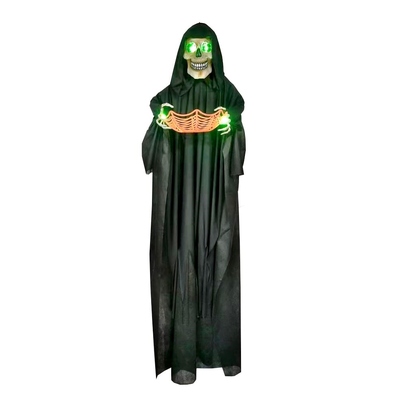 Life-Size Animated Reaper Skeleton with Lolly Bowl Halloween Decoration