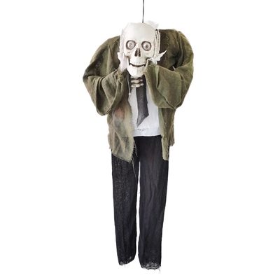 Animated Hanging Skeleton Skull in Hands Decoration Halloween