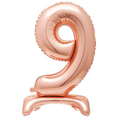 Rose Gold Number 9 Standing Foil Balloon 76cm (Air Fill Only)