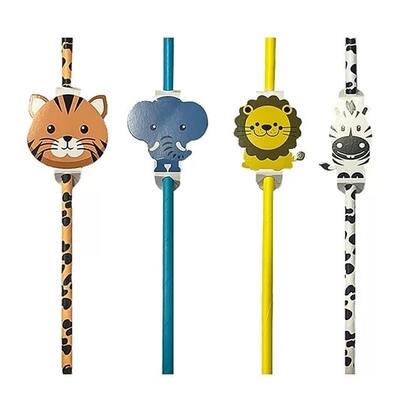 Safari Jungle Animal Paper Straws Pk 12