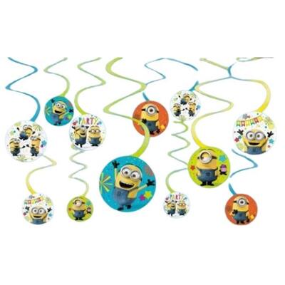 Despicable Me 3 Minions Hanging Swirl Decorations Pk12